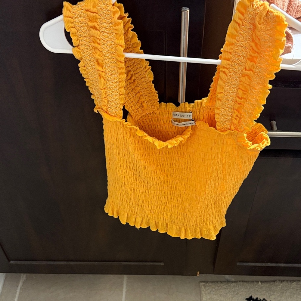 Urban Outfitters Sunny Yellow Smocked Tank Top